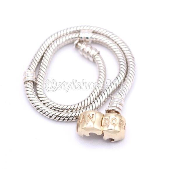 Authentic PANDORA Sterling Bracelet with 14K Gold Clasp - 590702-HG-B - Picture 5 of 12